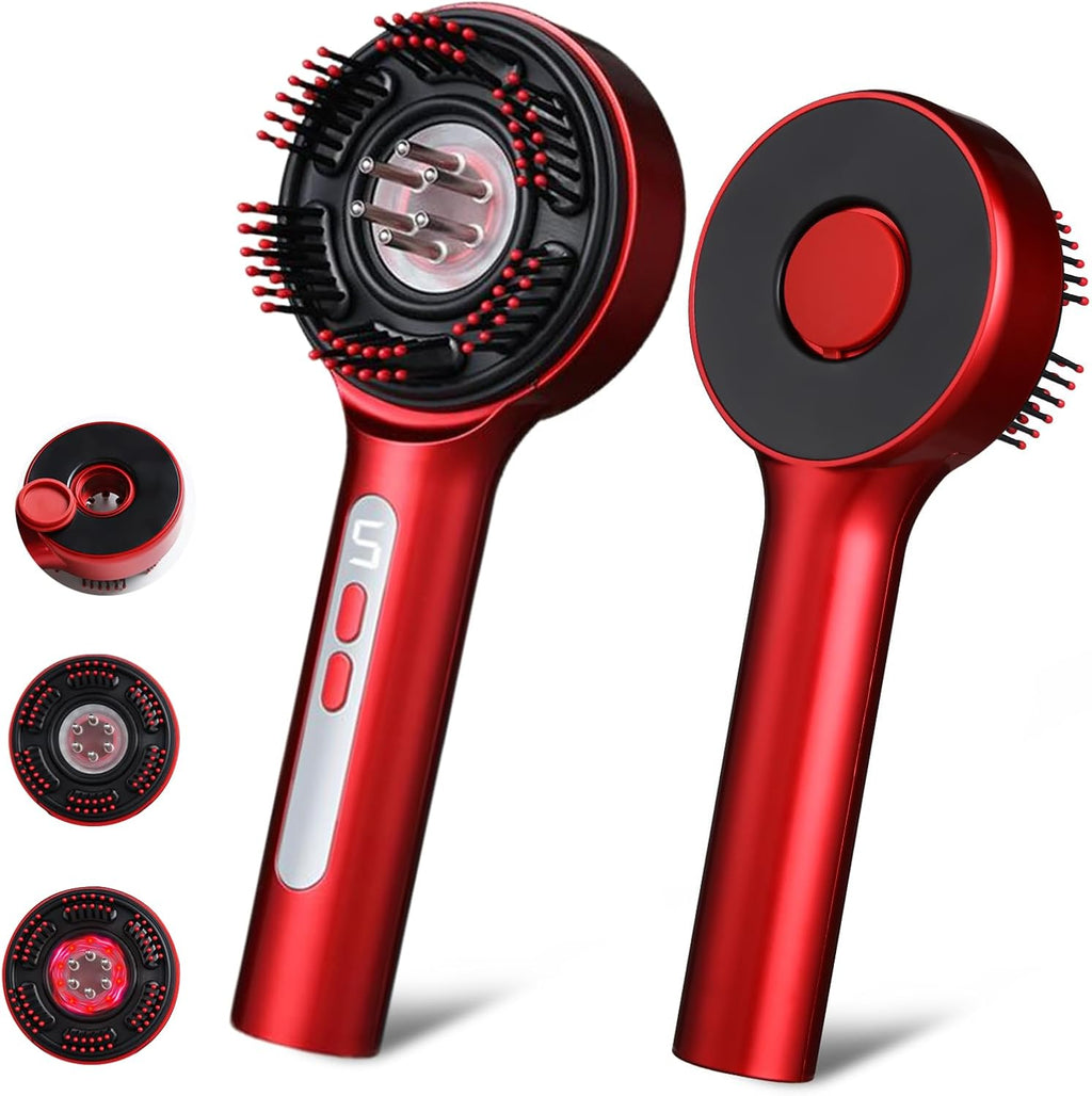 Head Massager Deep Tissue Scalp Circulation Light Therapy Brush with Oil Applicator