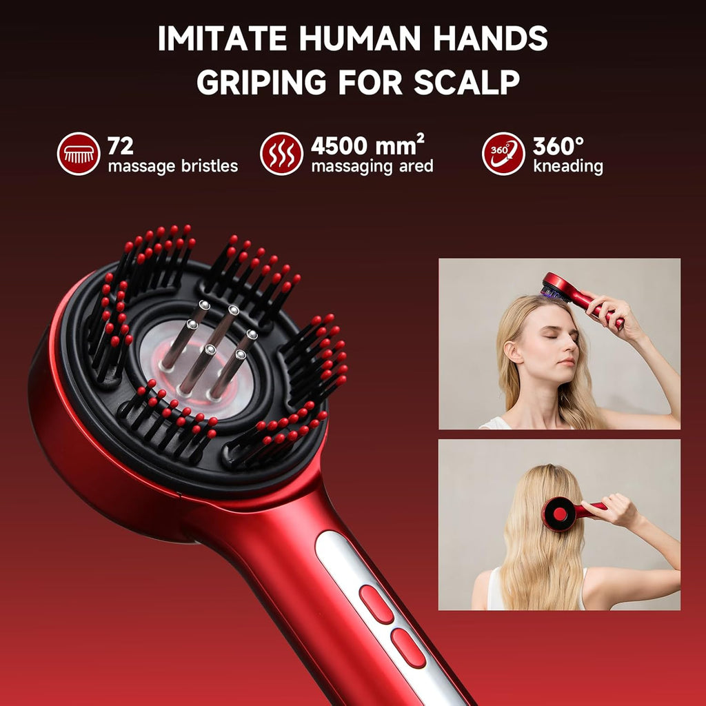 Head Massager Deep Tissue Scalp Circulation Light Therapy Brush with Oil Applicator